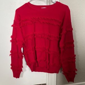 Pink lily fringe sweater